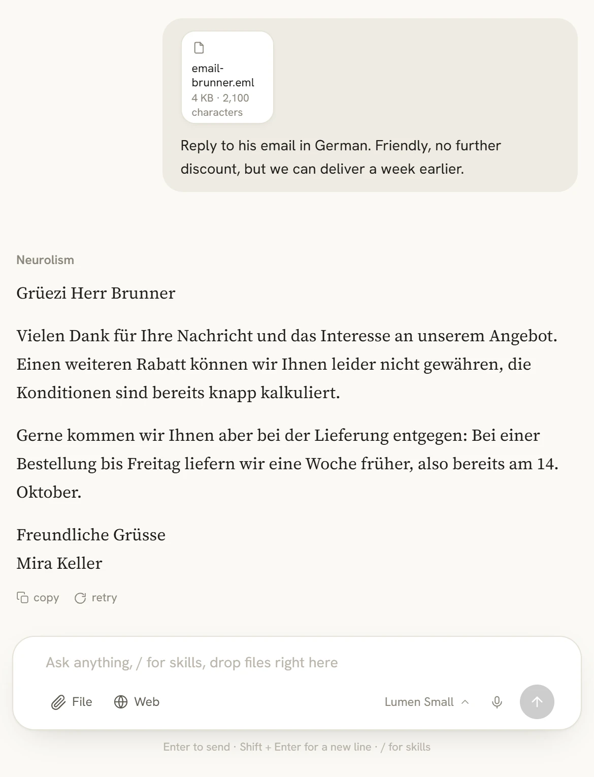 Schreiben: Schreibt die Antwort, die du geschrieben hättest.